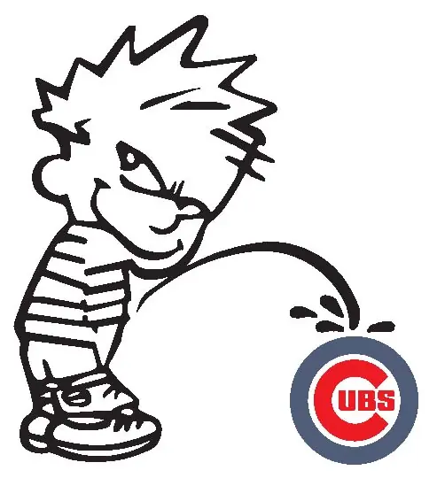 Calvin Pissin on the Cubs decal